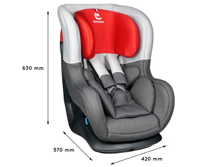 Renolux New Austin Baby Car Seat Smart Red dimensions