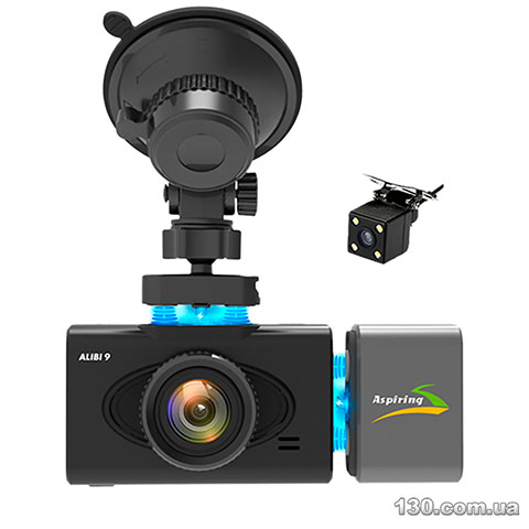 Aspiring Alibi 9 — автомобильный видеорегистратор с WDR, GPS, SPEEDCAM, дисплеем, тремя камерами и магнитным креплением