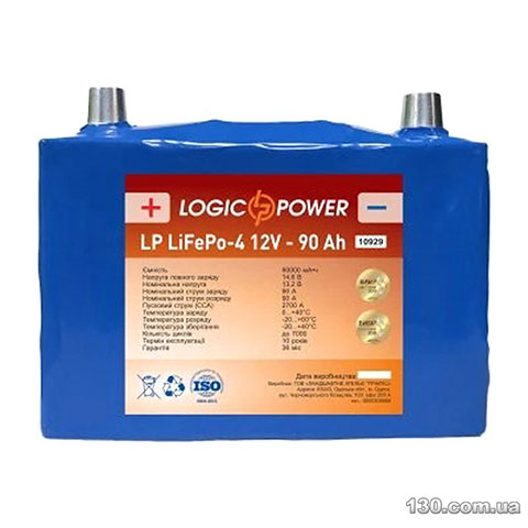 Logic Power LP LiFePO4 — автомобильный аккумулятор 90 Ач «+» слева