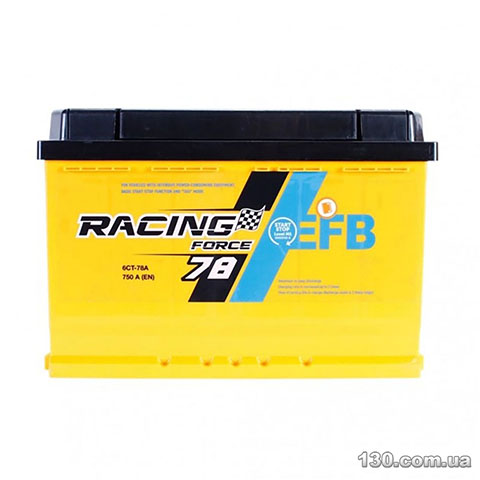 Racing Force Premium EFB 6CT 78Ah — автомобільний акумулятор «+» праворуч