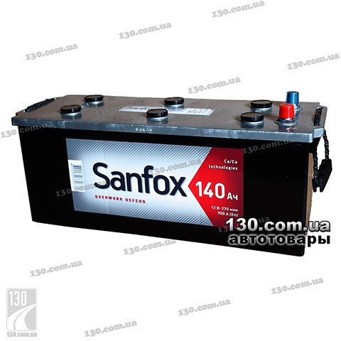 Sanfox 6CT-140АЗ — автомобильный аккумулятор 140 Ач «+» слева
