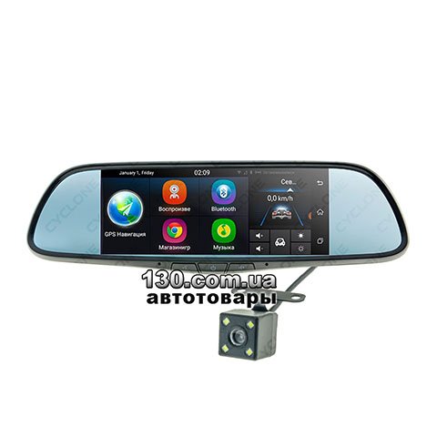 Cyclone MR-250 AND 3G — зеркало с видеорегистратором штатное, на Android с двумя камерами, дисплеем, GPS, WiFi, Bluetooth и 3G модемом