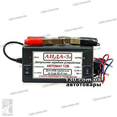 Імпульсний зарядний пристрій АІДА 3s 12 В, 3 А для гелевих та свинцево-кислотних акумуляторів з 3 режимами десульфатаціі