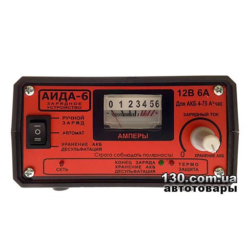 Імпульсний зарядний пристрій АІДА 6 12 В, 6 А для свинцево-кислотних акумуляторів з режимом десульфатаціі