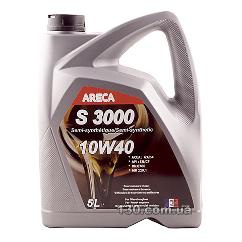 Моторне мастило напівсинтетичне Areca S3000 10W-40 — 5 л