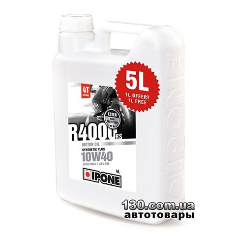 Ipone R4000RS 10W-40 — semi-synthetic motor oil — 5 L for 4-stroke motorcycles