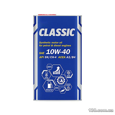 Mannol Classic (metal) 10W-40 SN/CF — моторное масло полусинтетическое — 4 л