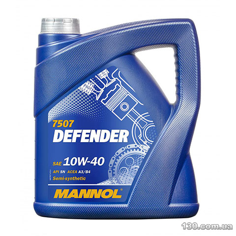 Моторне мастило напівсинтетичне Mannol Defender 10W-40 SN — 4 л