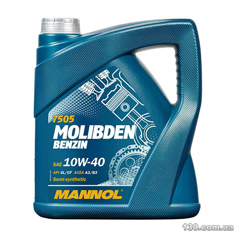 Моторное масло полусинтетическое Mannol Molibden benzin 10W-40 SL/CF — 4 л