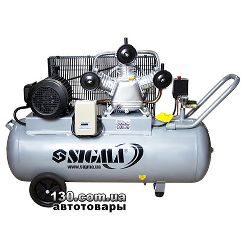 Sigma 7044711 — компрессор с ременным приводом и ресивером трехцилиндровый масляный