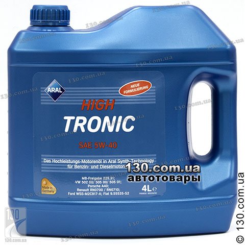 Aral HighTronic SAE 5W-40 — synthetic motor oil — 4 L for cars