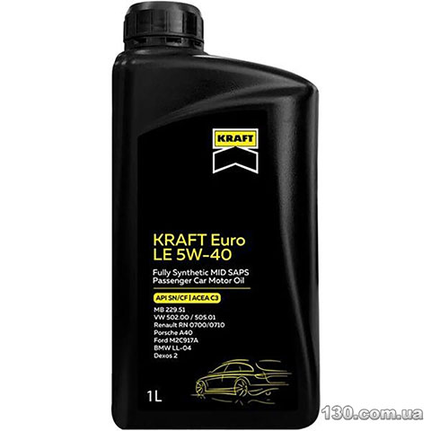 Моторное масло синтетическое Kraft Euro LE 5W-40 1 л