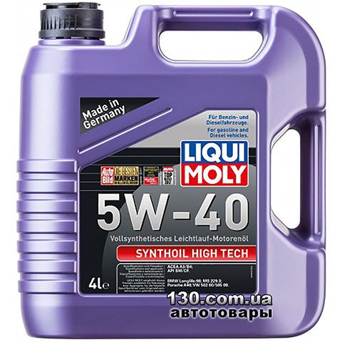 Моторное масло синтетическое Liqui Moly Synthoil High Tech 5W-40 — 4 л