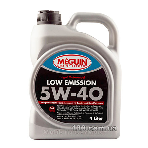 Моторное масло синтетическое Meguin Low Emission SAE 5W-40 — 4 л
