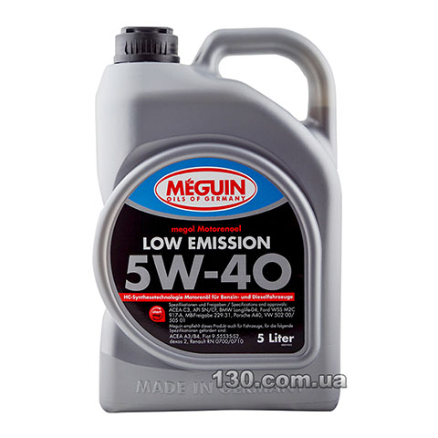 Моторне мастило синтетичне Meguin Low Emission SAE 5W-40 — 5 л