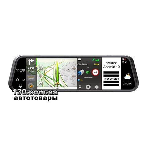 Зеркало с видеорегистратором TrendVision aMirror 10 Android 5.0 на штатное крепление с дисплеем 10", на Android с 3G, Wi-Fi, Bluetooth и двумя камерами