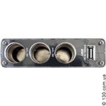 Автомобильный тройник-разветвитель гнезда прикуривателя с USB питанием Sertec CS-044 (3 x 12 В, 1 x 5 В)