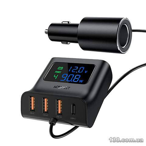 Автомобильное зарядное устройство ACEFAST B8 digital display car HUB charger AFB8