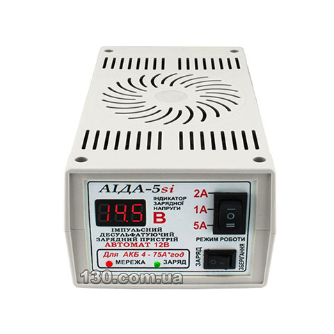 Импульсное зарядное устройство АИДА 5si 12 В, 5 А с цифровым вольтметром и 3 режимами десульфатации