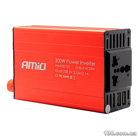 Автомобильный преобразователь напряжения (инвертор) AMiO PI03 (02470) 12-220 В, 300 / 600 Вт, с модифицированной синусоидой