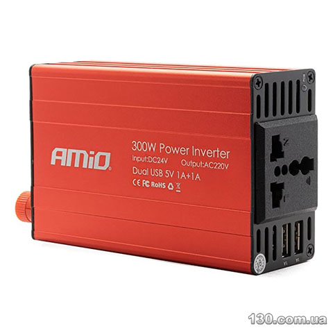AMiO PI04 (02471) — автомобільний перетворювач напруги (інвертор) 24-220 В, 300 / 600 Вт, з модифікованою синусоїдою