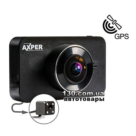 Автомобильный видеорегистратор AXPER Throne GPS с GPS, дисплеем, ADAS, WDR и двумя камерами