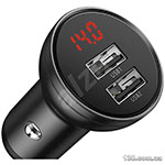 Автомобільний зарядний пристрій Baseus Baseus Digital Display Dual USB 4.8A Car Charger 24W Grey CCBX-0G