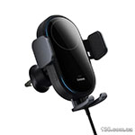 Держатель мобильного с беспроводной зарядкой Baseus LightChaser Series Wireless Charging Electric Car Mount 15W Cosmic Black C40355900121-00