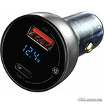 Автомобильное зарядное устройство Baseus Particular Digital Display QC+PPS Car Charger 65W Dark Gray Cable (Type-C toType-C100W 1m) TZCCKX-0G