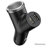 Автомобильное зарядное устройство Baseus Y type dual USB+cigarette lighter extended car charger 3.1 A Black CCALL-YX01