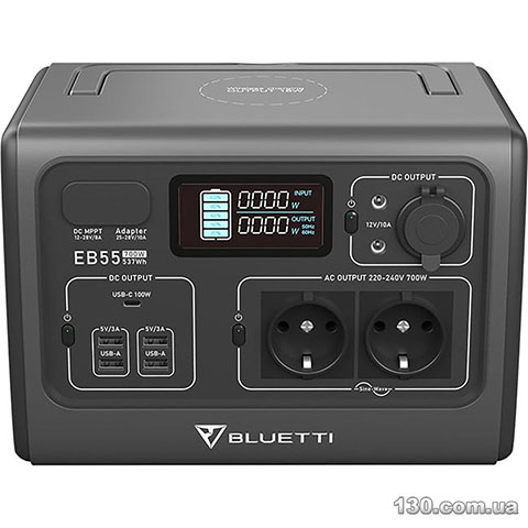 Bluetti EB55 — Портативна станція живлення 700 Вт / 1400 Вт, 537 Вт/г