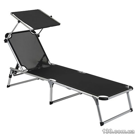 Cot Bo-Camp Sun Lounger With Sunscreen 5 Positions Black (1304460)