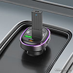 Car charger with FM modulator Borofone BC47 Might PD30W+QC3.0 car BT FM transmitter Jazz Metal Gray