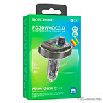 Car charger with FM modulator Borofone BC47 Might PD30W+QC3.0 car BT FM transmitter Jazz Metal Gray