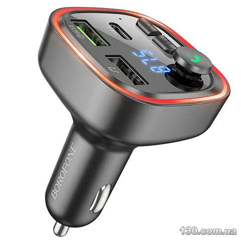 Автомобильное зарядное устройство Borofone BC48 Broad QC3.0 car BT FM transmitter 18W Black BC48B