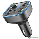 Автомобильное зарядное устройство Borofone BC48 Broad QC3.0 car BT FM transmitter 18W Black BC48B