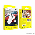 Автомобильное зарядное устройство Borofone BZ12 double port in-car charger set with Lightning White BZ12L