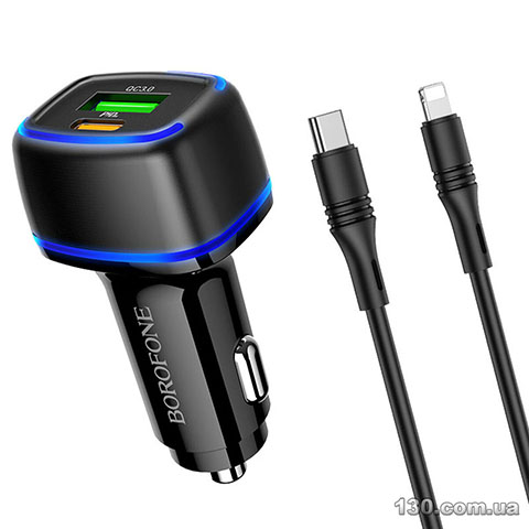 Car charger Borofone BZ14A Mercury PD20W+QC3.0 (Type-C to Lightning) Black BZ14ACLB