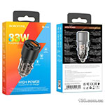Автомобильное зарядное устройство Borofone BZ20A Smart 83W dual port PD65W+QC3.0 car charger Transparent Black