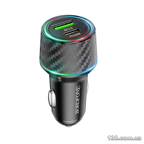 Автомобильное зарядное устройство Borofone BZ21 Brilliant 48W dual port PD30W+QC3.0 car charger Black BZ21B