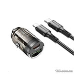 Автомобільний зарядний пристрій Borofone BZ29A Talented PD36W+QC3.0 car charger set (C to iP) Black