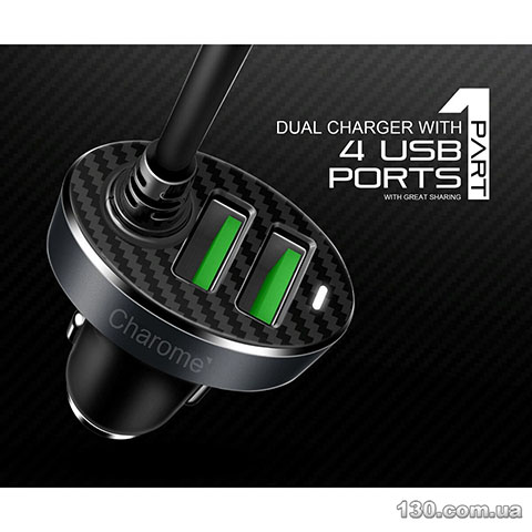 Автомобильное зарядное устройство CHAROME C7 4-Port Front and Back Seat Car Charger Black