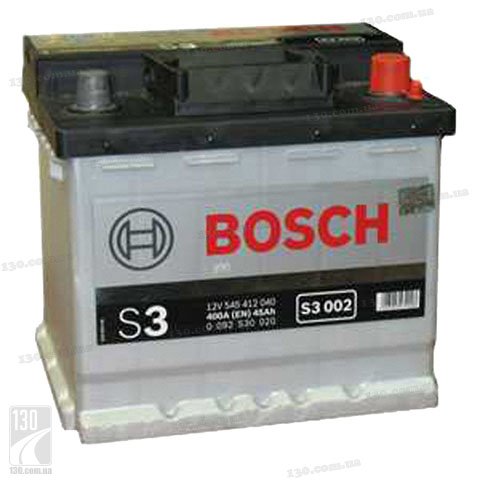 Bosch S3 545 412 040 45 Ah — car battery right “+”