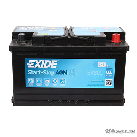 EXIDE AGM 6CT — автомобильный аккумулятор 80 Ач «+» справа