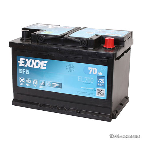 Автомобільний акумулятор EXIDE EFB 6CT 70 Аг «+» праворуч