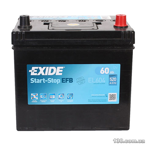 Автомобільний акумулятор EXIDE EFB 6CT ASIA 60 Аг «+» праворуч