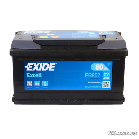 Автомобильный аккумулятор EXIDE Excell 6CT 80 Ач «+» справа, низкий