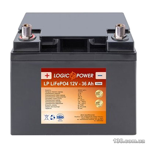 Автомобільний акумулятор Logic Power LP LiFePO4 36 Аг «+» ліворуч
