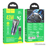 Car charger HOCO NZ8 Sprinter 43W dual port PD25W+QC3.0 car charger set (C to iP) Blue