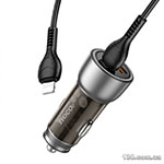 Автомобильное зарядное устройство HOCO NZ8 Sprinter 43W dual port PD25W+QC3.0 car charger set (C to iP) Brown